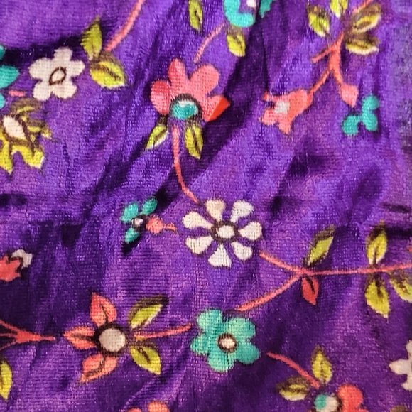 Vintage Maxi Skirt Purple Velour Bright Pink Side Closure No Tags Handmade - Picture 5 of 10